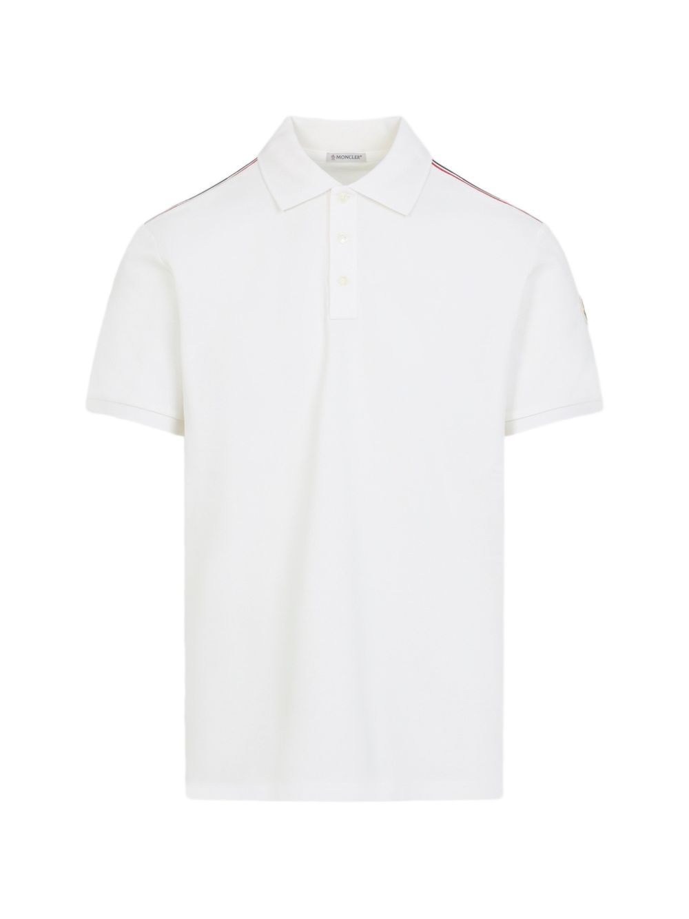 MONCLER Polo bianca a righe in cotone 