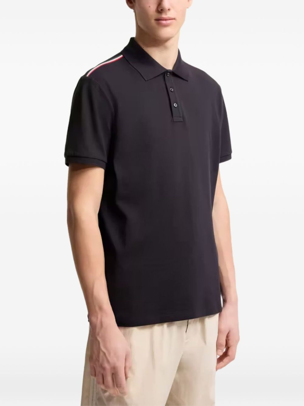 MONCLER Camicia nera a righe in cotone 