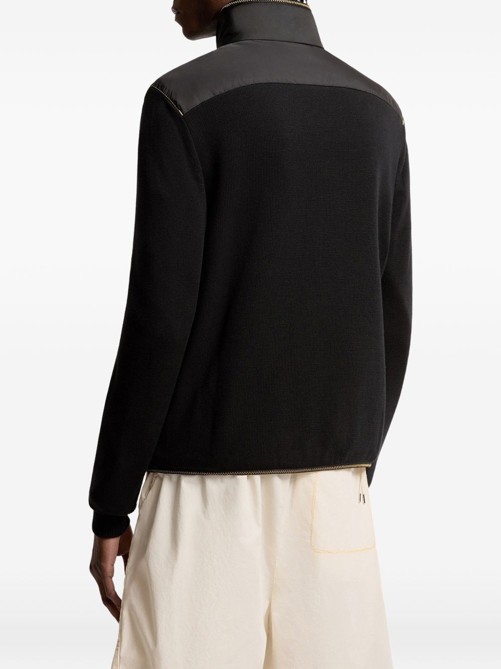 MONCLER Piumino cardigan Archivio blu con tasche e logo 