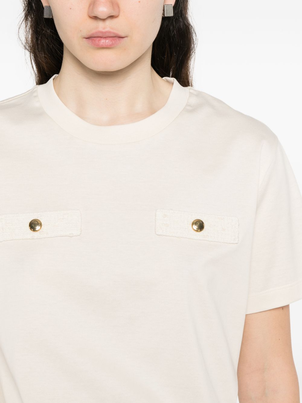 MONCLER T-shirt beige a maniche corte 