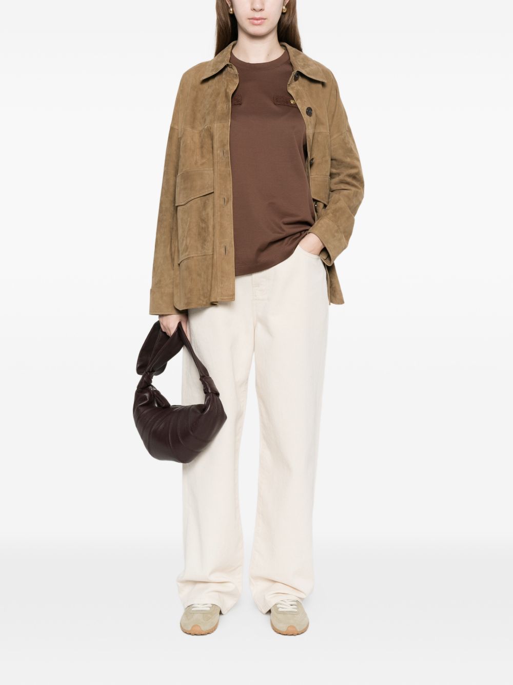 MONCLER T-shirt marrone a maniche corte 