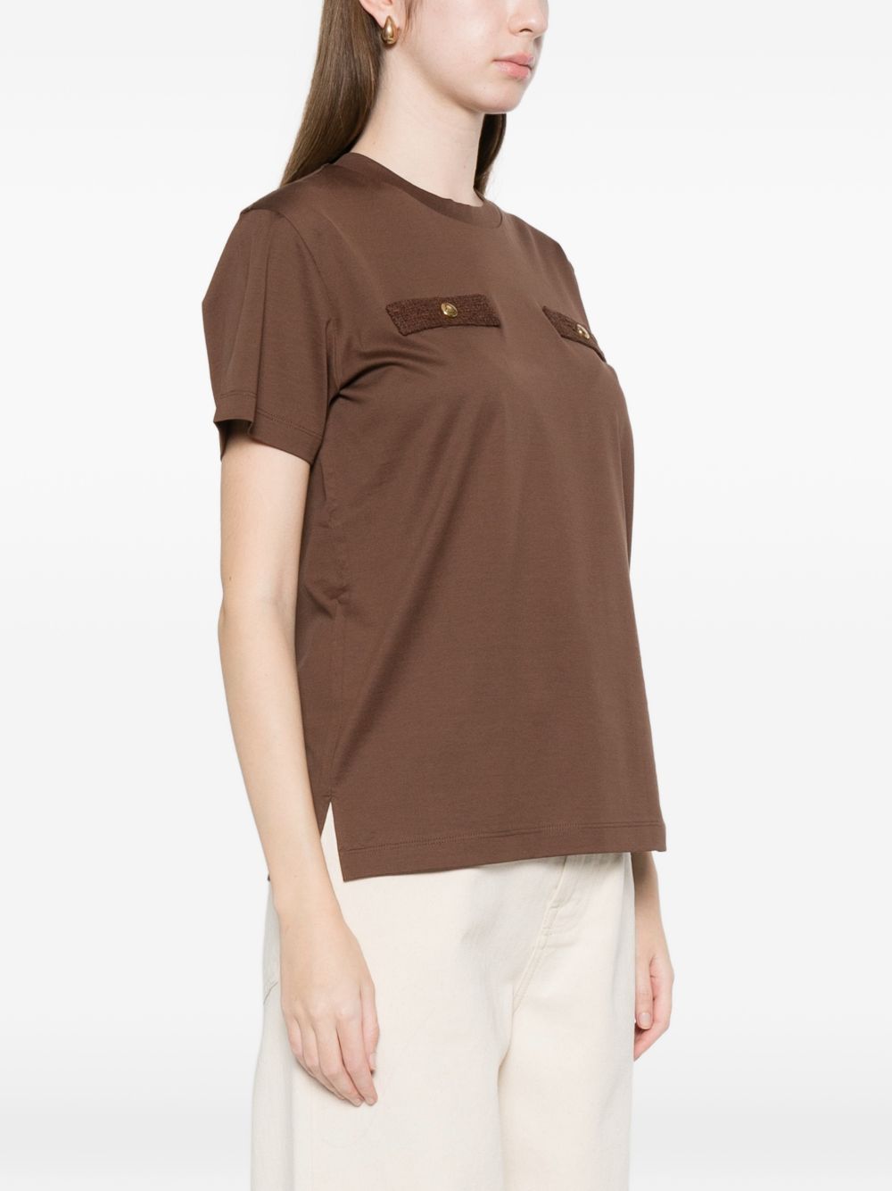 MONCLER T-shirt marrone a maniche corte 