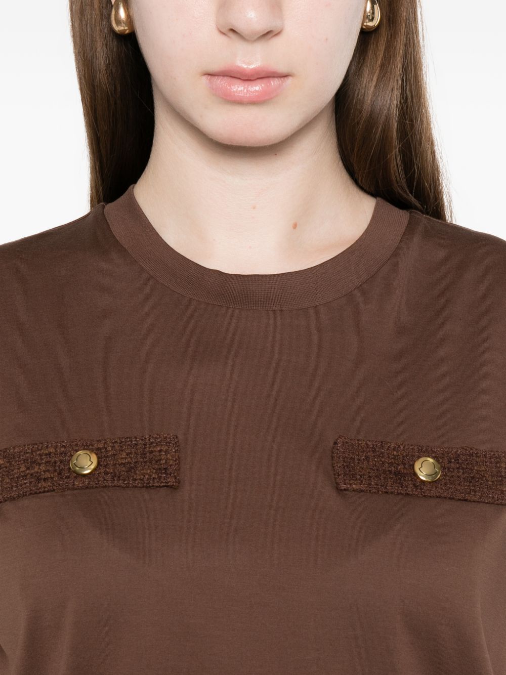 MONCLER T-shirt marrone a maniche corte 