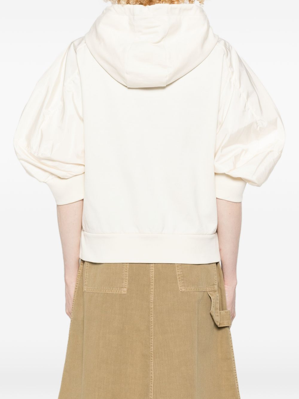 MONCLER Beige sweater with hood and puff sleeves<BR/> 