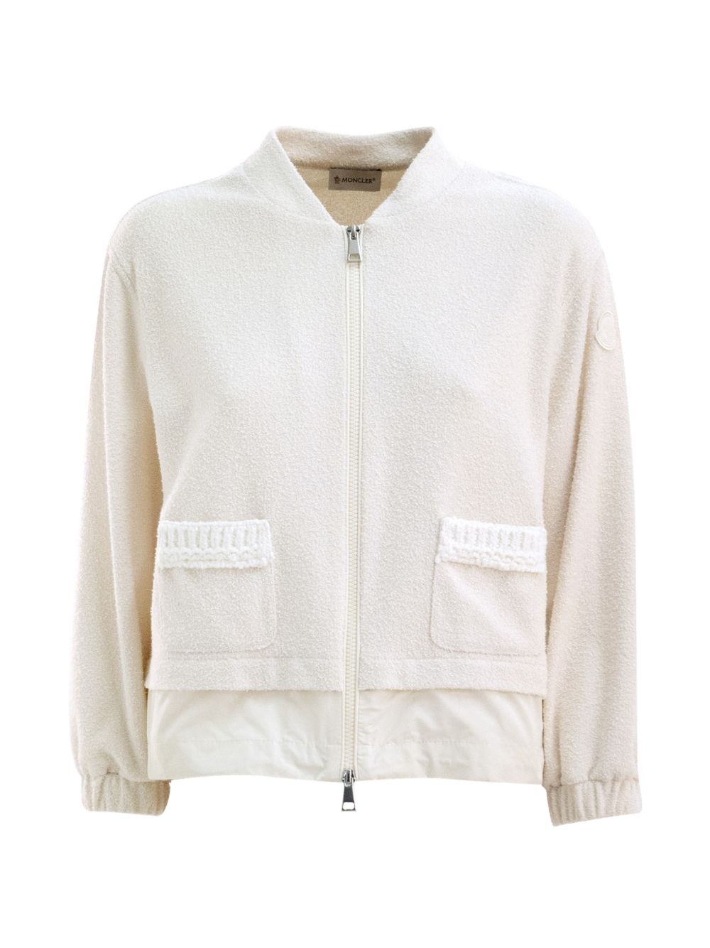 MONCLER Cardigan con zip e tasche crema 