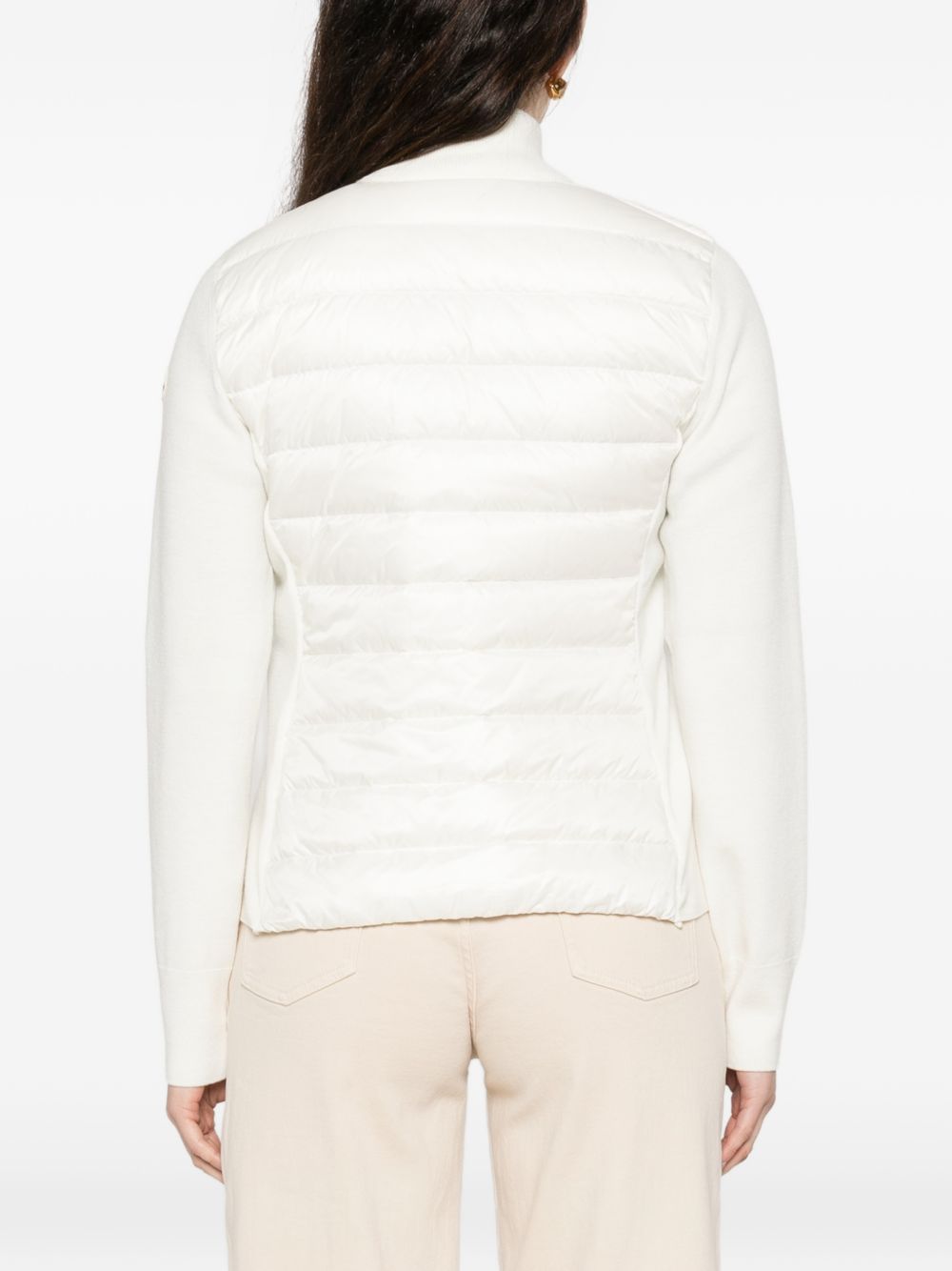 MONCLER Giacca cardigan bianca con inserti 