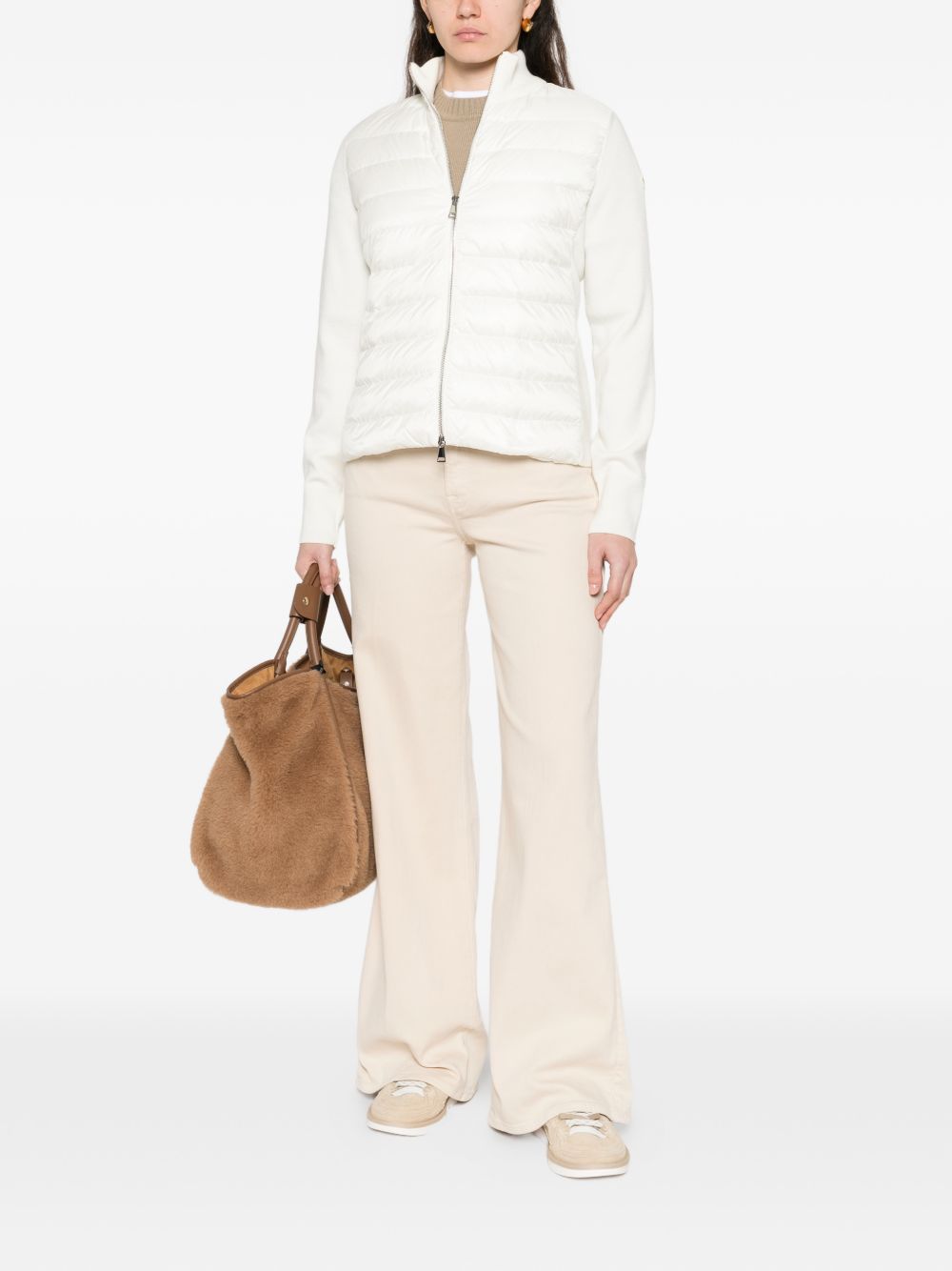 MONCLER Giacca cardigan bianca con inserti 