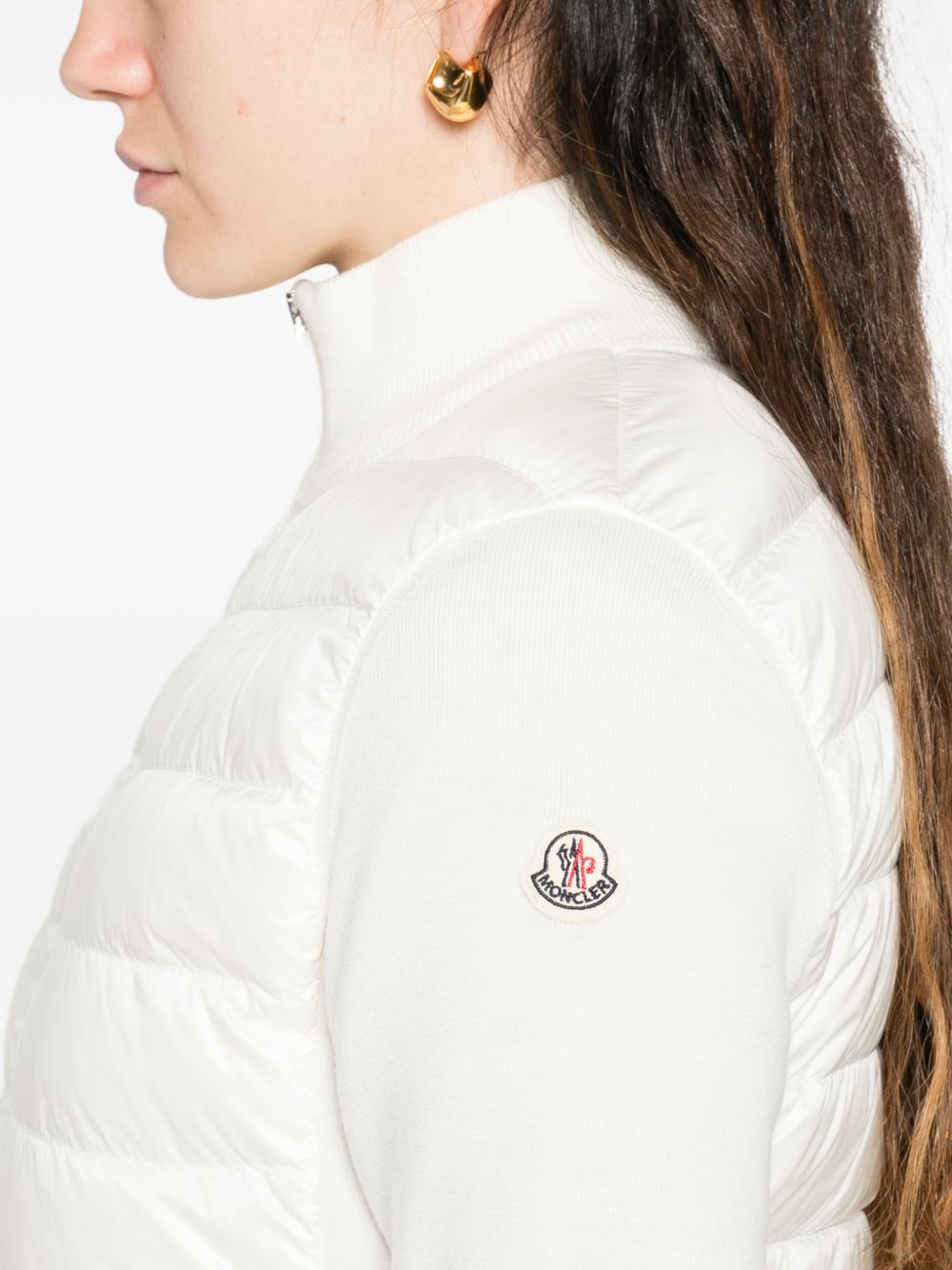 MONCLER Giacca cardigan bianca con inserti 