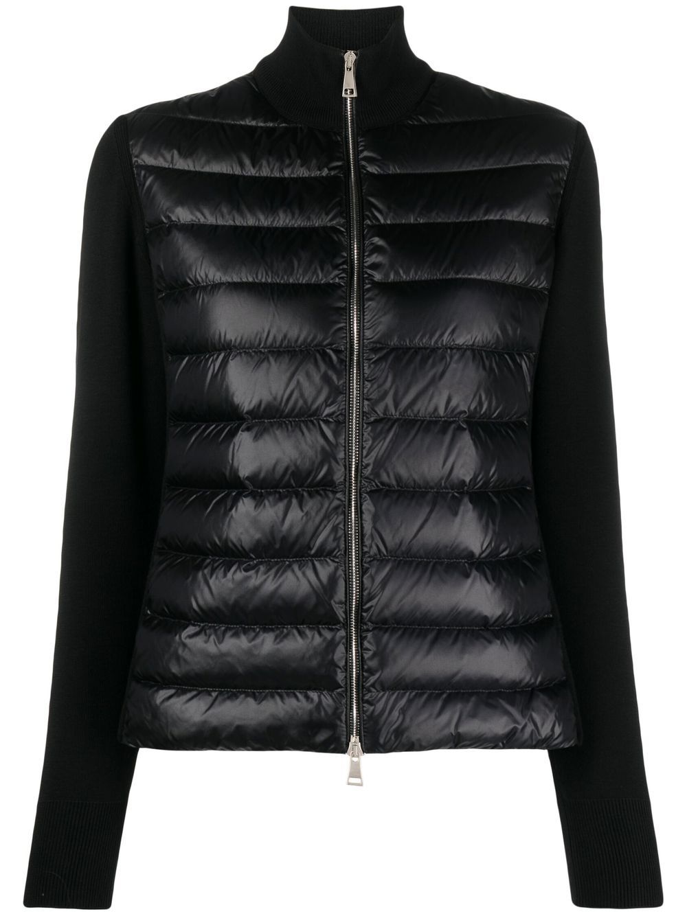 MONCLER Giacca cardigan nera con inserti 