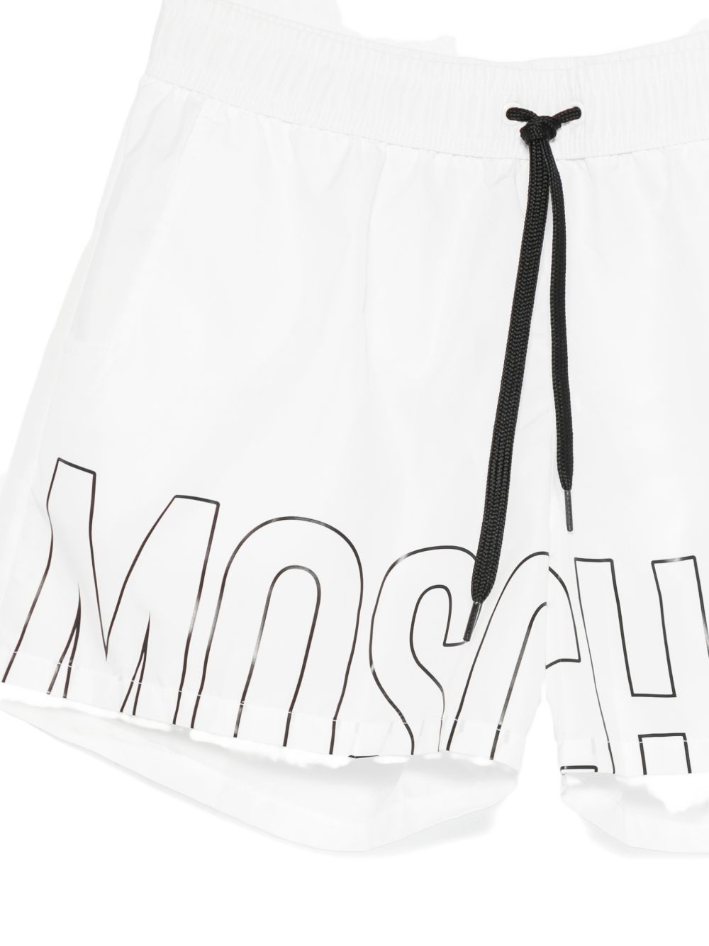 MOSCHINO SWIM Shorts da mare bianchi con coulisse in vita e logo all-over 