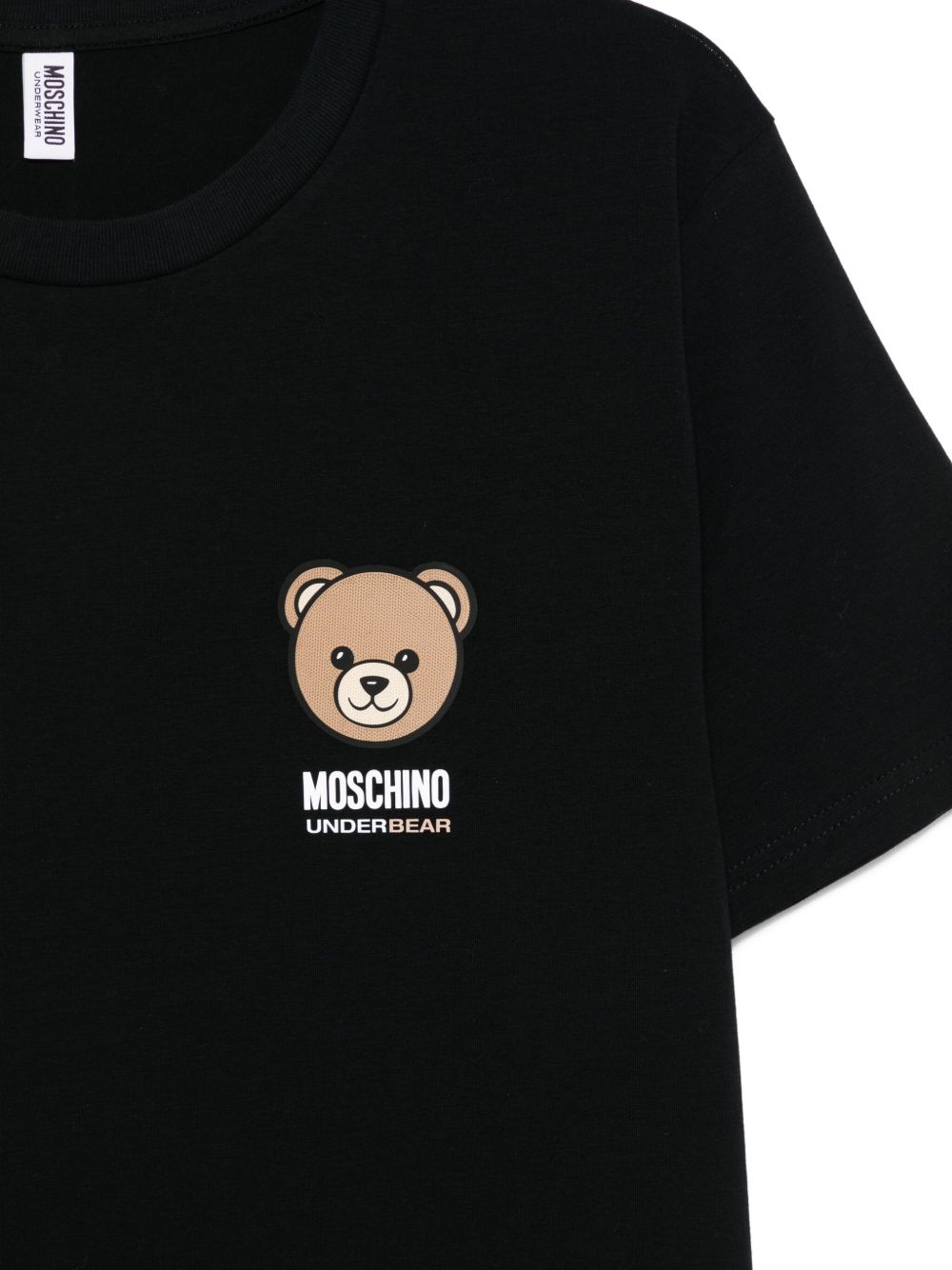 MOSCHINO UNDERWEAR T-shirt in cotone nero con patch orso 