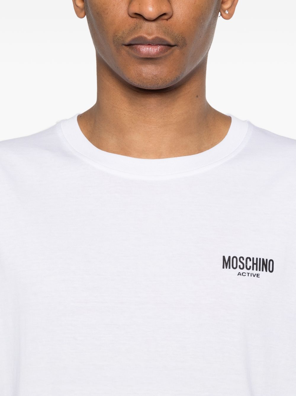 MOSCHINO UNDERWEAR T-shirt bianca con logo e design grafico 