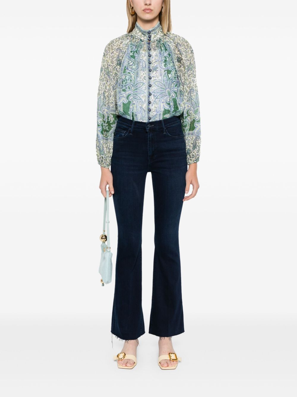 MOTHER Jeans a zampa The Weekender Fray blu 