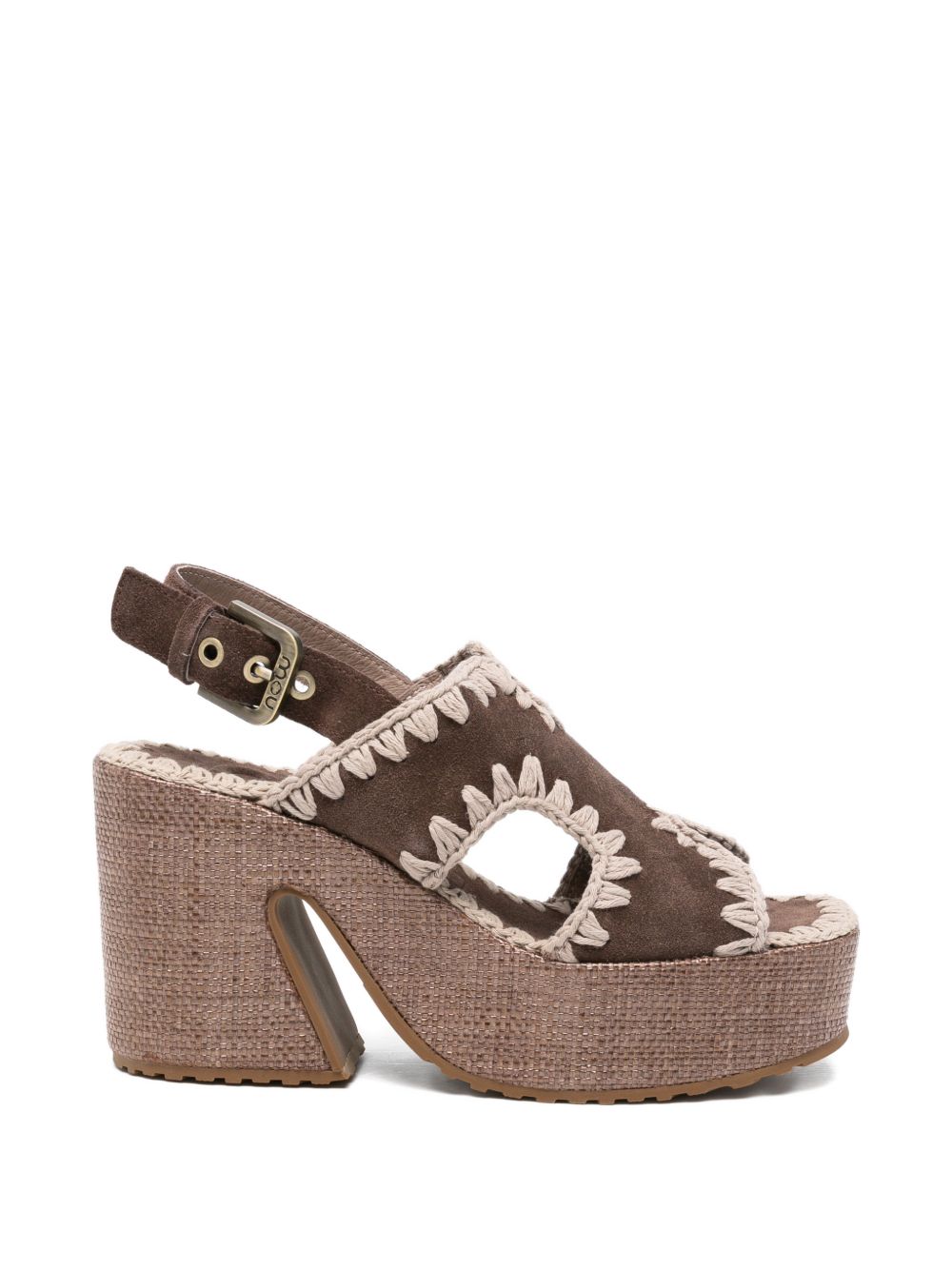 MOU Sabot mules in suede marrone con plateau 