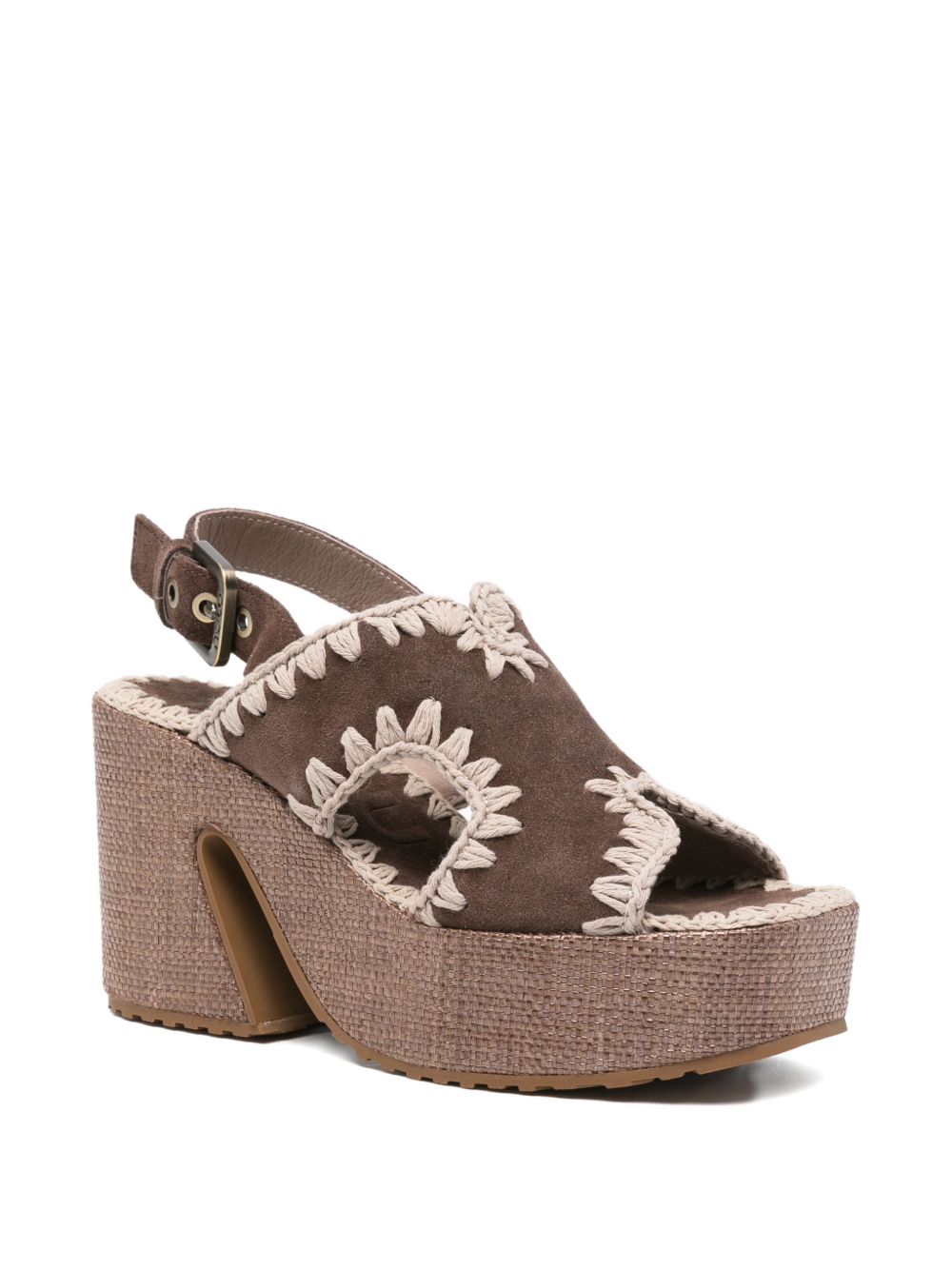 MOU Sabot mules in suede marrone con plateau 