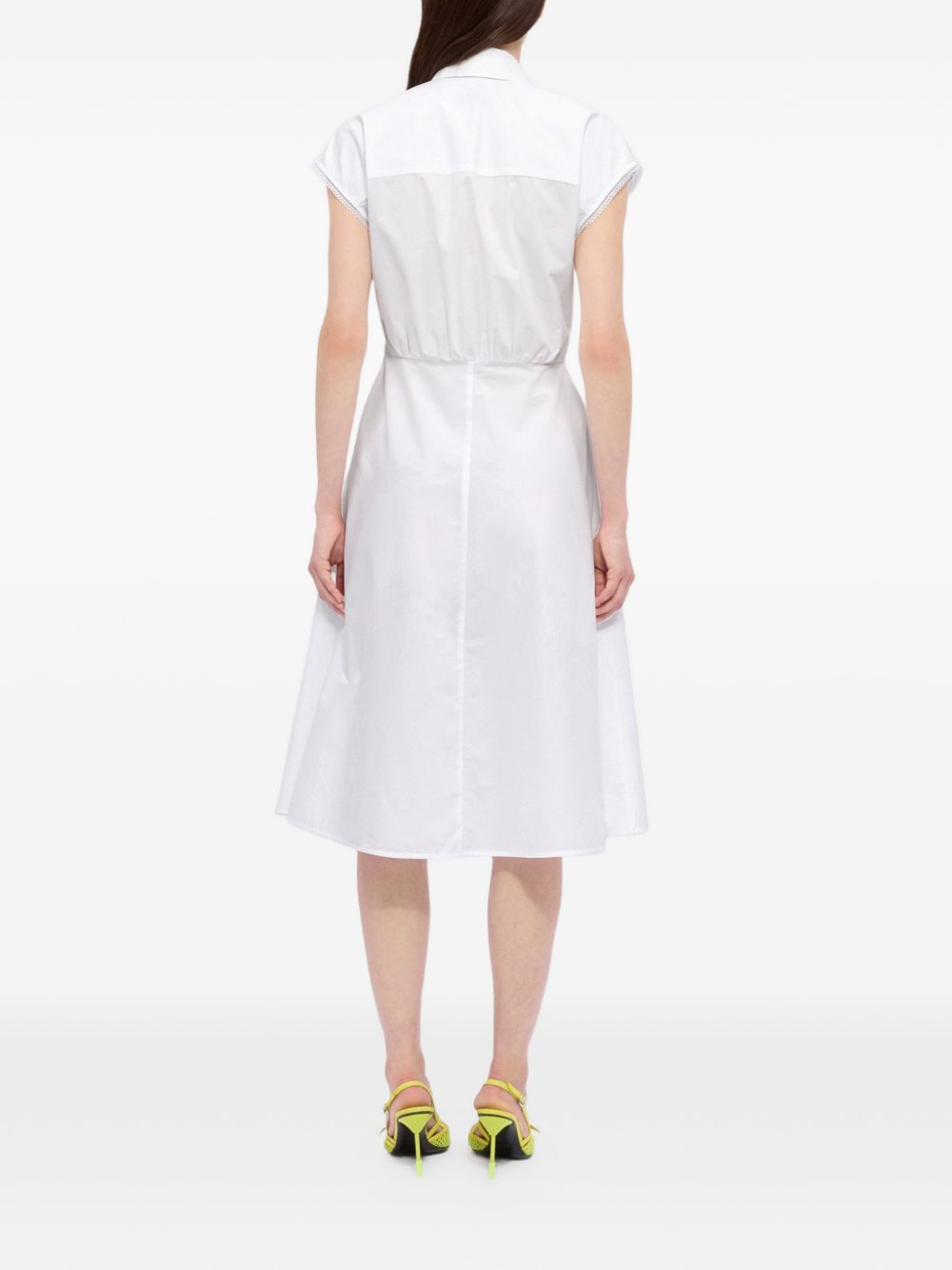 MSGM Abito midi in popeline bianco 