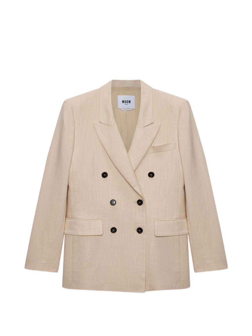 MSGM Blazer doppiopetto in beige con revers a lancia 