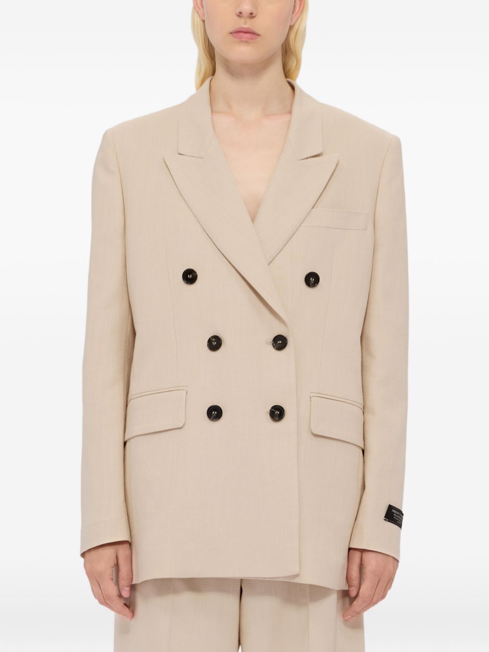 MSGM Blazer doppiopetto in beige con revers a lancia 