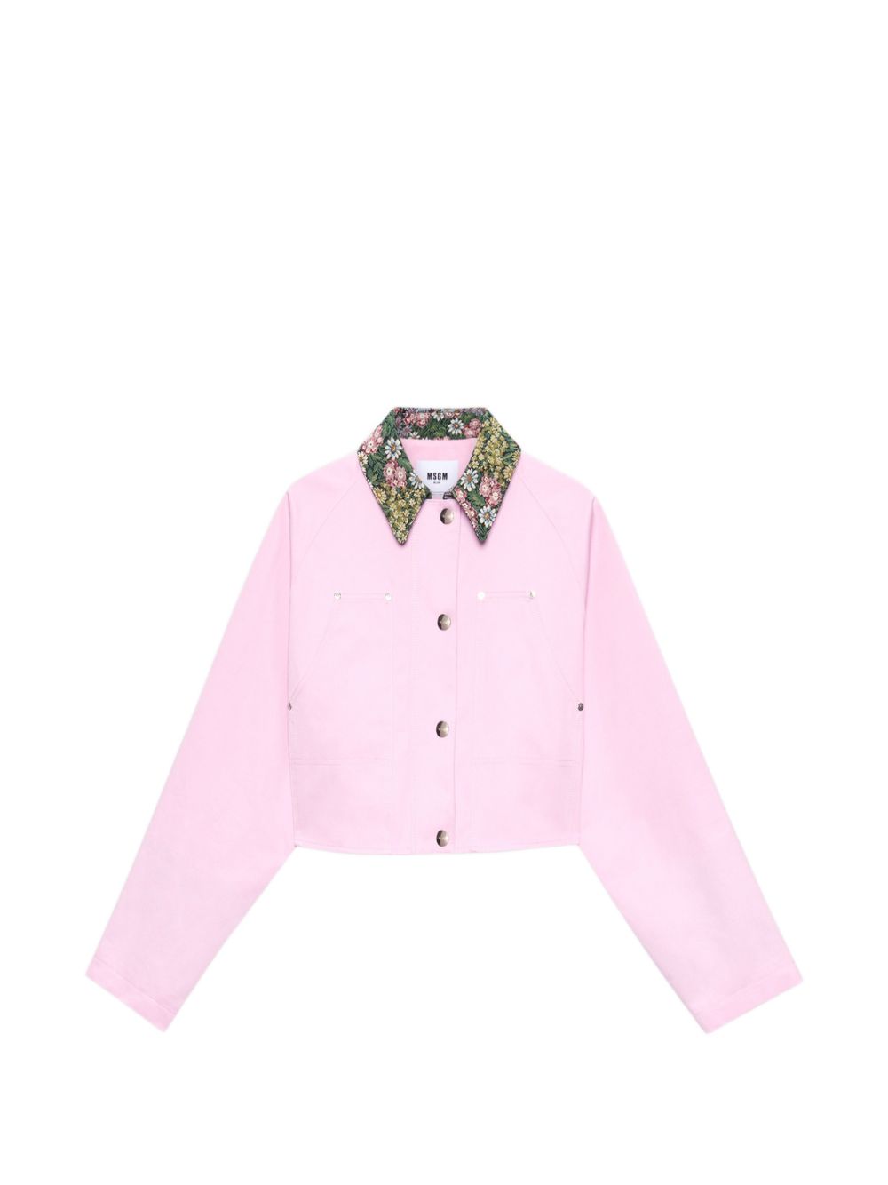 MSGM Giacca rosa con colletto floreale 
