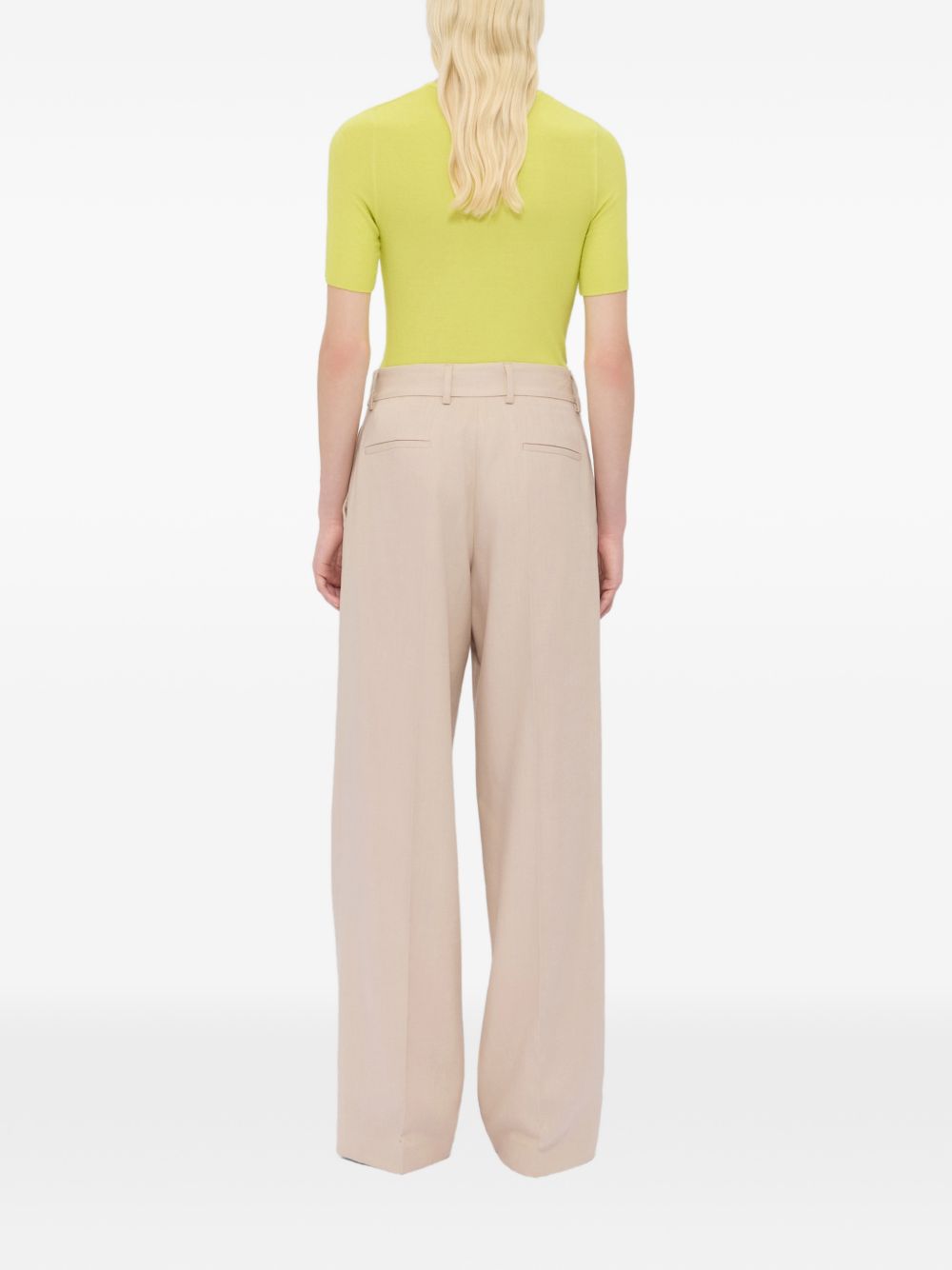 MSGM Pantaloni a gamba larga in cotone beige 