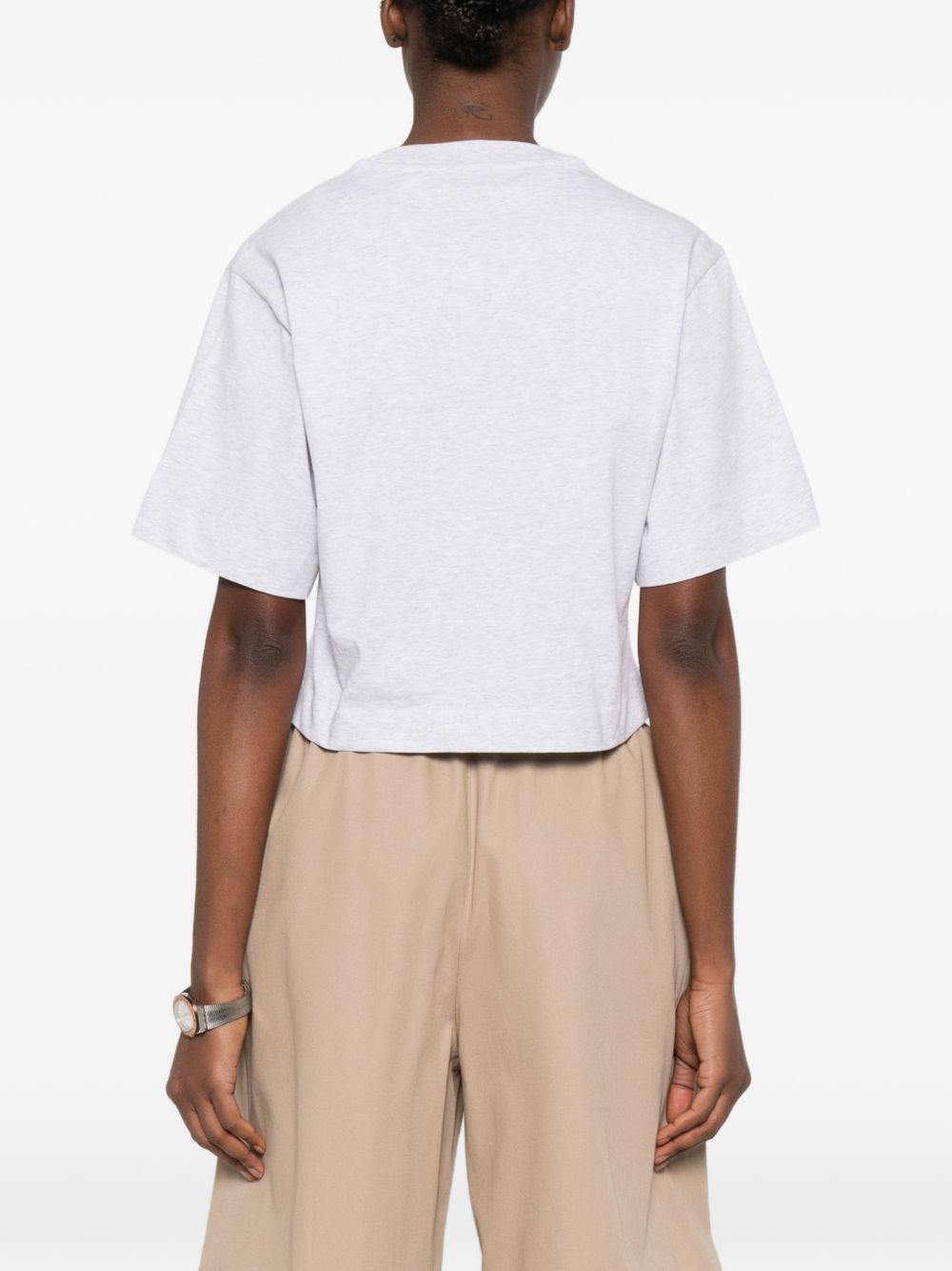 OFF WHITE T-shirt con stampa floreale in cotone grigio 
