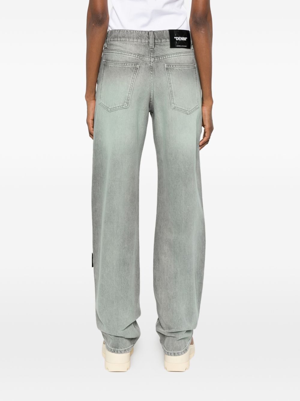 OFF WHITE Jeans in cotone grigio con effetto slavato 