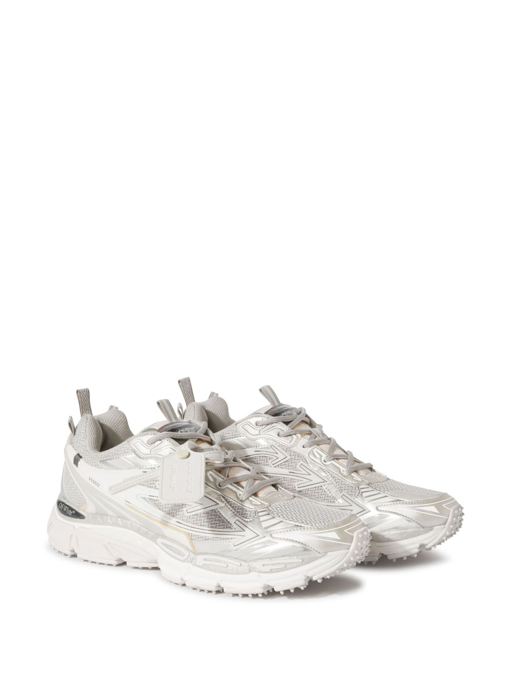 OFF WHITE Sneakers bianche e argentate con logo 