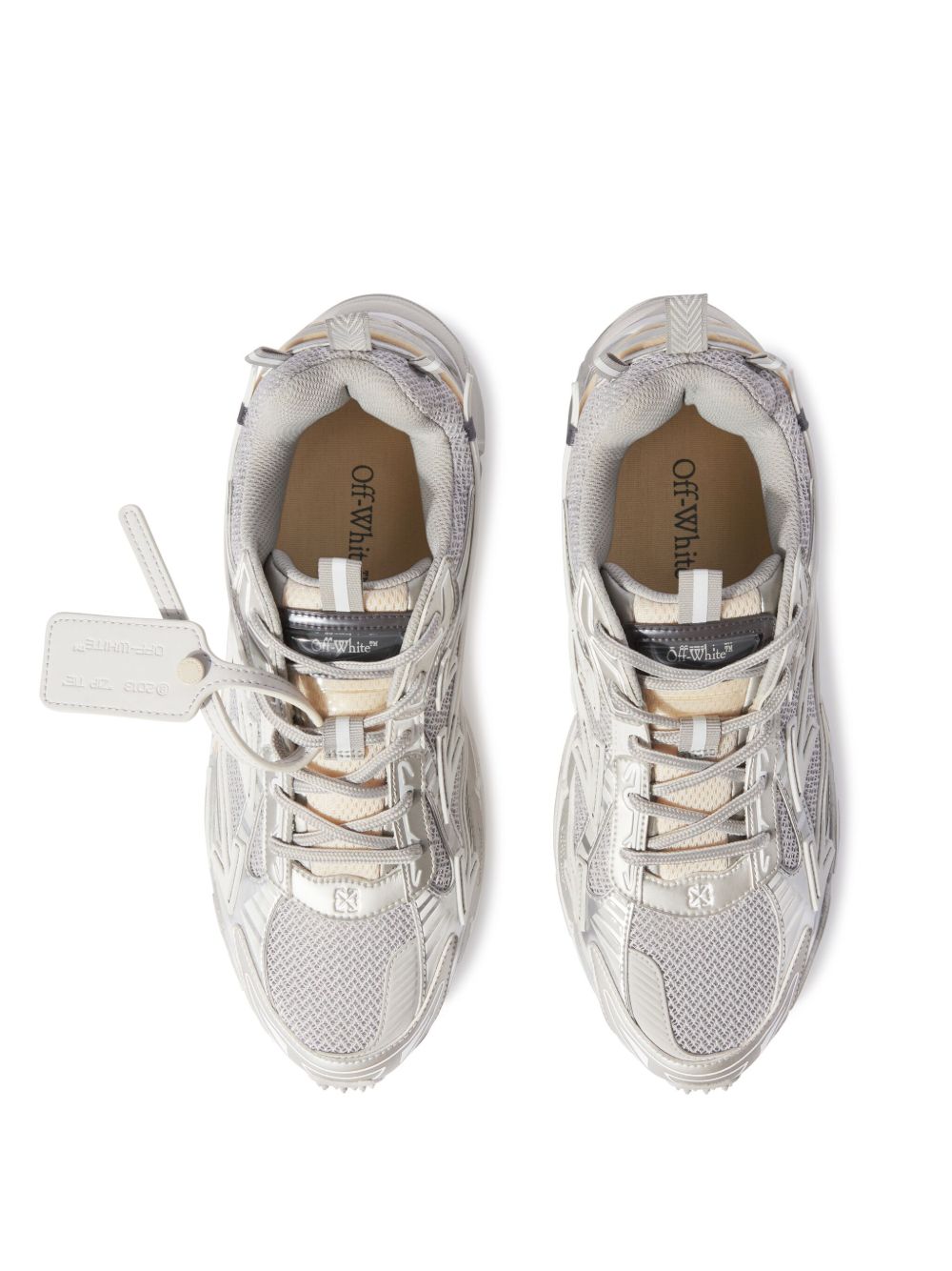 OFF WHITE Sneakers bianche e argentate con logo 