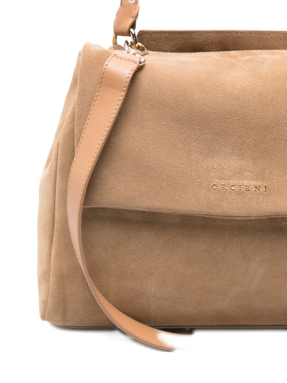 ORCIANI Borsa in suede Sveva Peach Flowers Midi marrone 