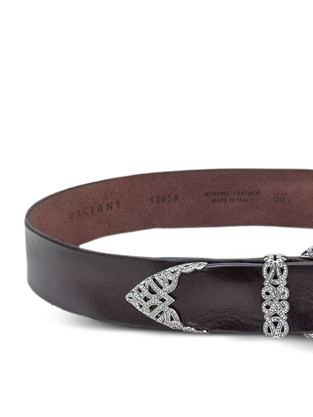 ORCIANI Cintura di pelle Bull Soft con fibbia barocca argentata 