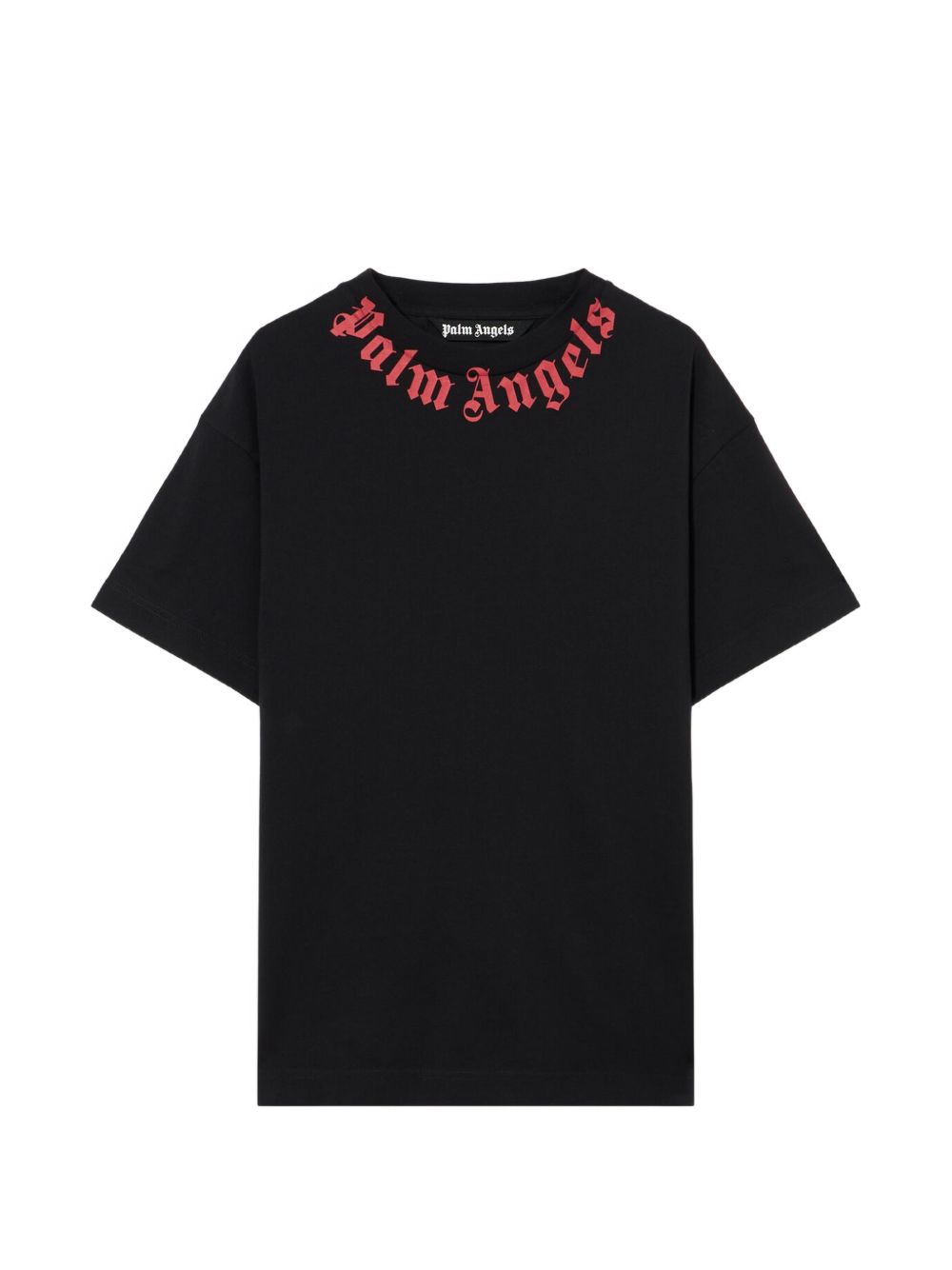 PALM ANGELS T-shirt in cotone nero con logo rosso 