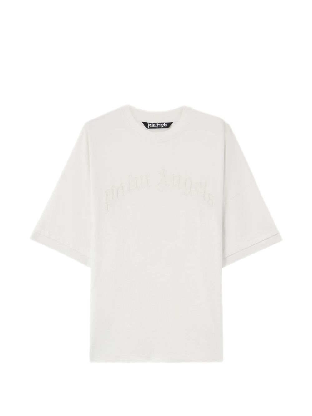 PALM ANGELS T-shirt in cotone bianco con logo bianco 