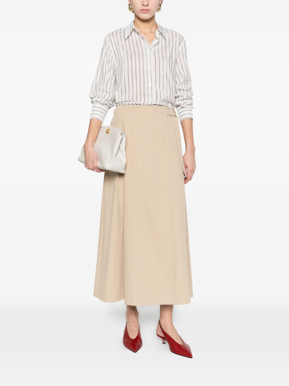 PESERICO Gonna lunga beige con fibbia 