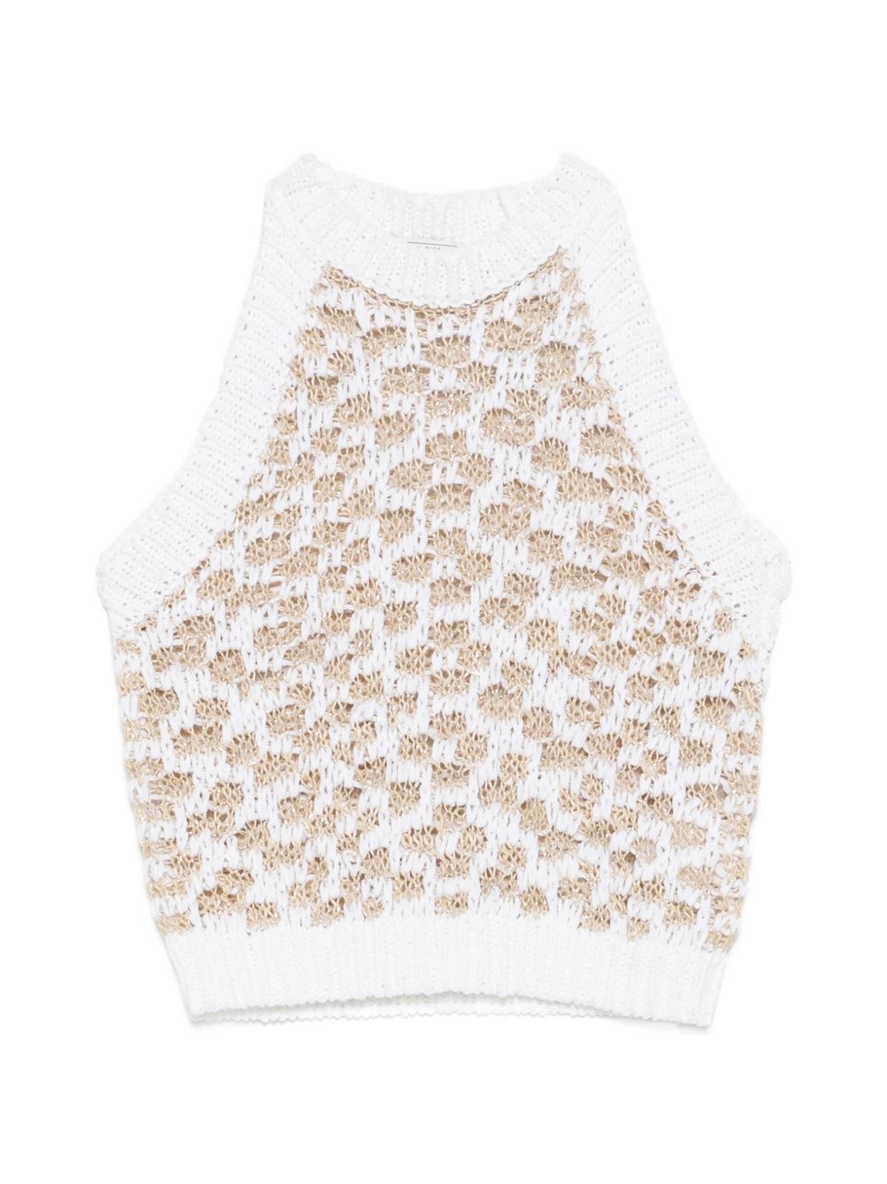 PESERICO Top in crochet a maglia larga bianco 