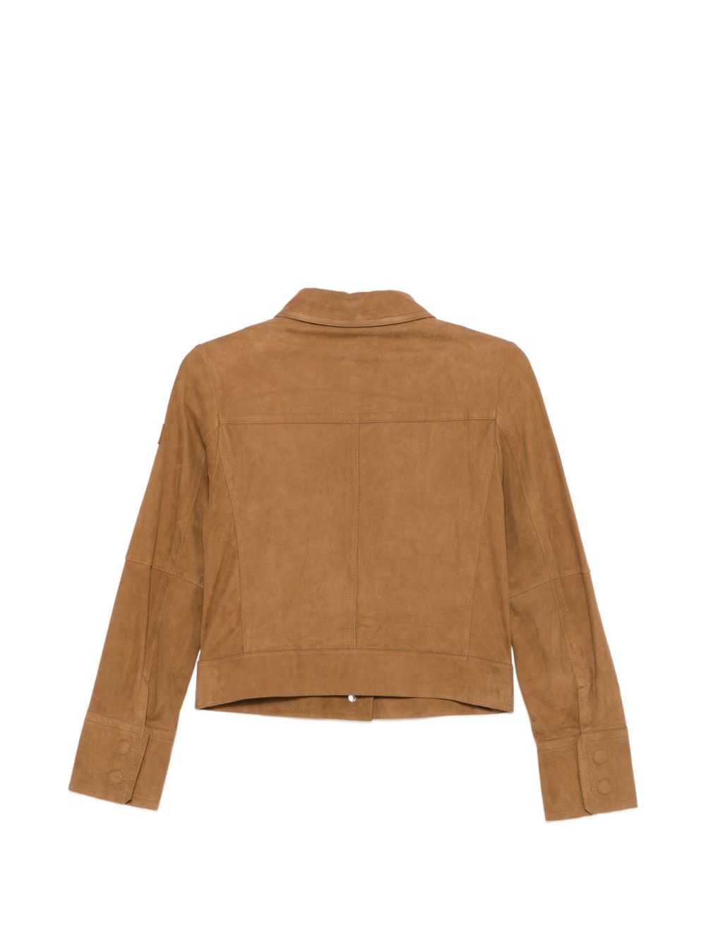 PEUTEREY Giacca in pelle scamosciata cammello con tasche frontali 