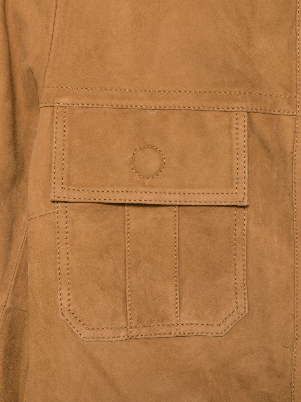 PEUTEREY Giacca in pelle scamosciata cammello con tasche frontali 