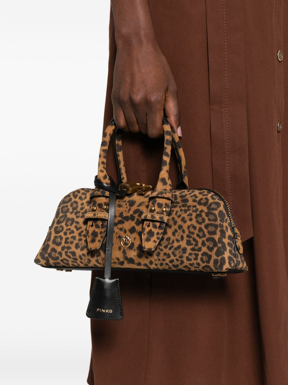 PINKO Borsa a mano Bowling Bag in pelle animalier 
