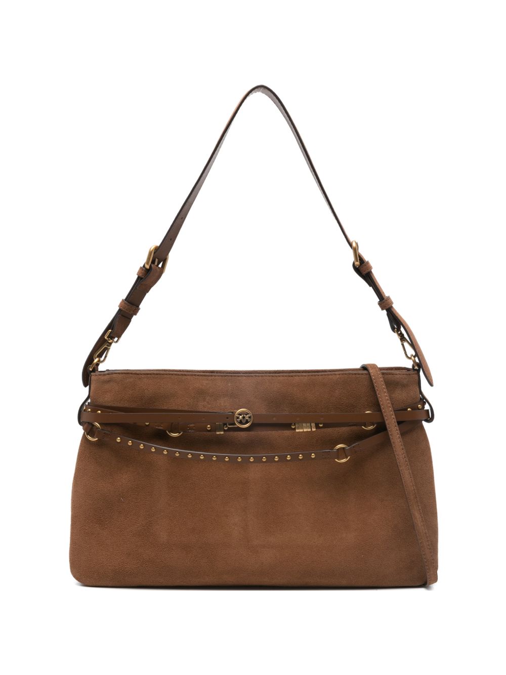 PINKO Borsa a spalla Belt Bag in pelle scamosciata marrone 