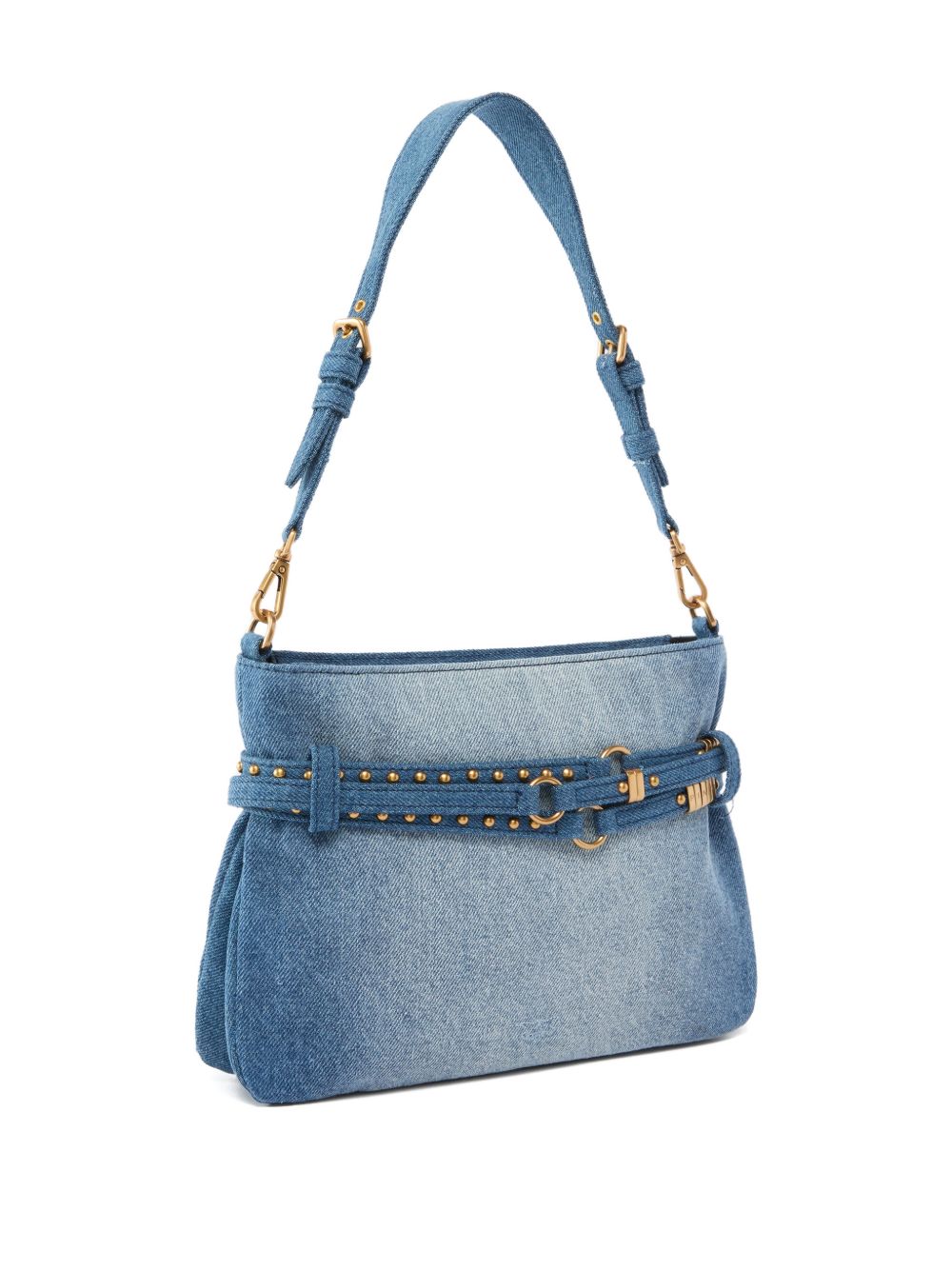 PINKO Borsa a tracolla "Small Belt" in suede blu denim 