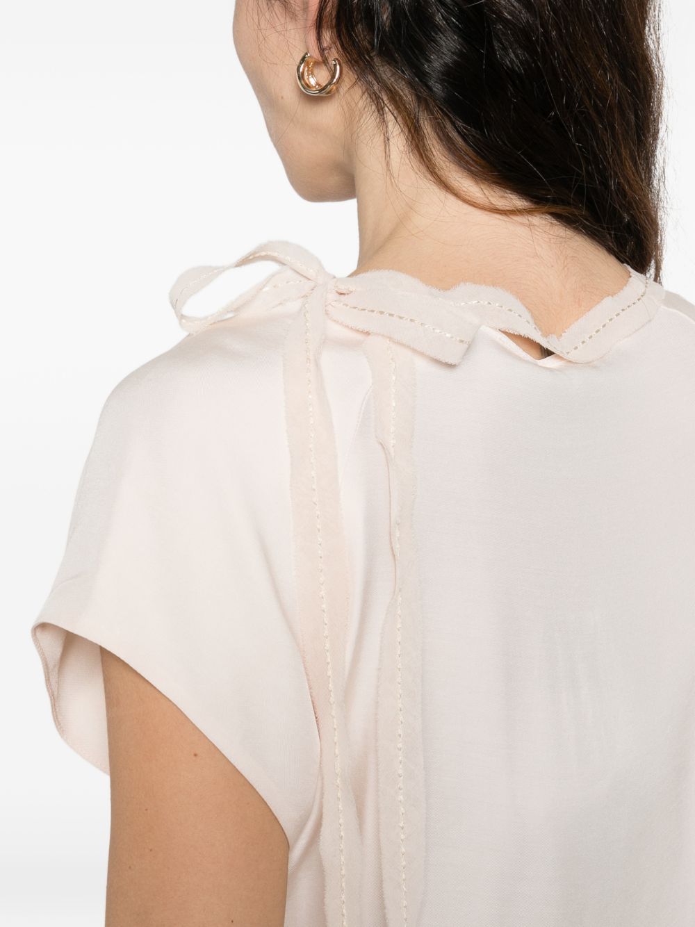 PINKO Maglietta rosa con fiocco laterale sul collo 