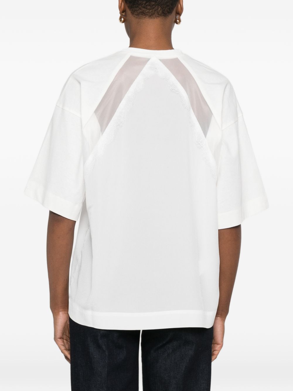 PINKO T-shirt Stephanie bianca con inserti trasparenti 