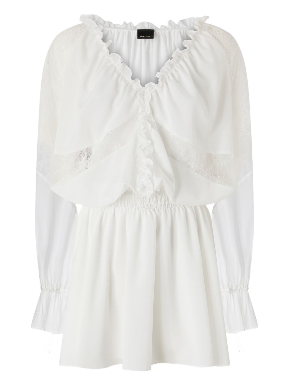 PINKO Abito corto Aggie in cotone bianco con pizzo 