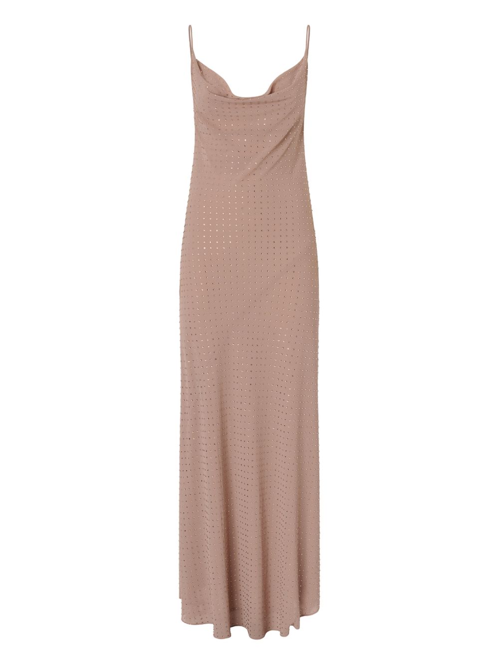 PINKO Abito lungo Farro rosa con strass 