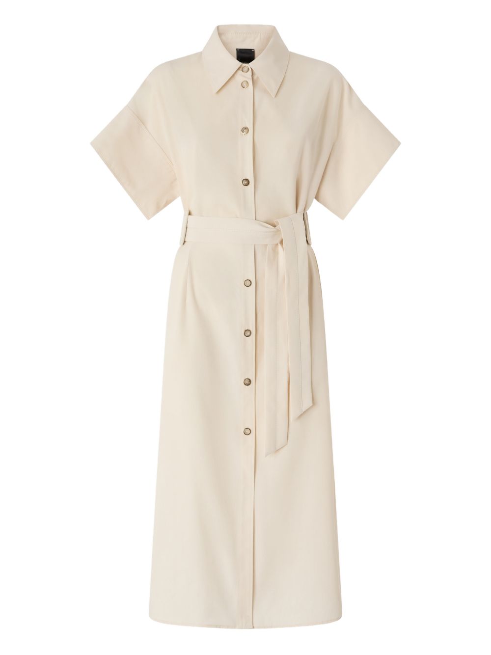 PINKO Abito midi Alesha beige con bottoni e cintura 