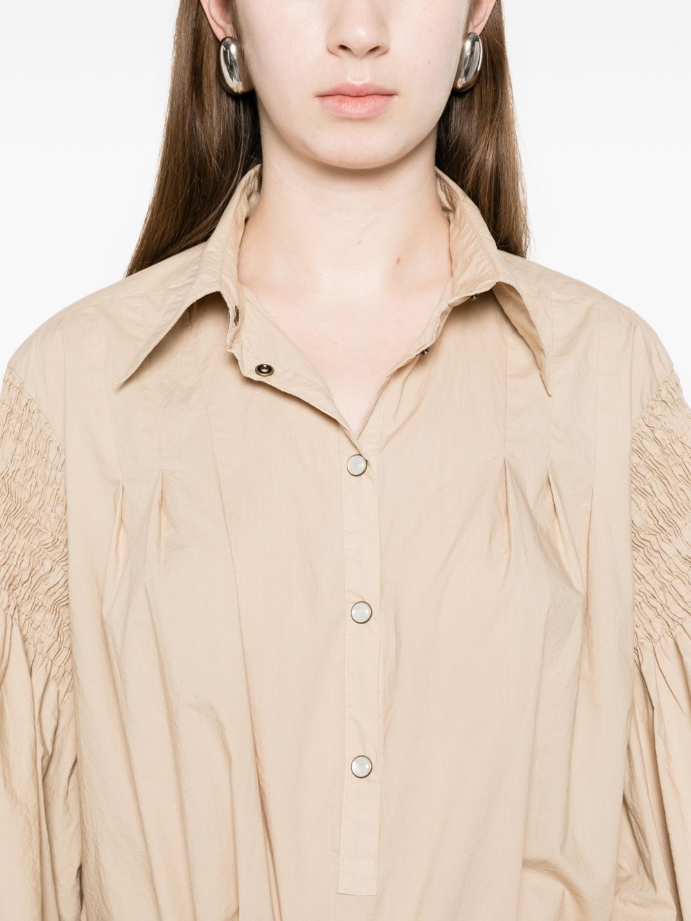 PINKO Camicia beige Bouquet con chiusura a bottoni 