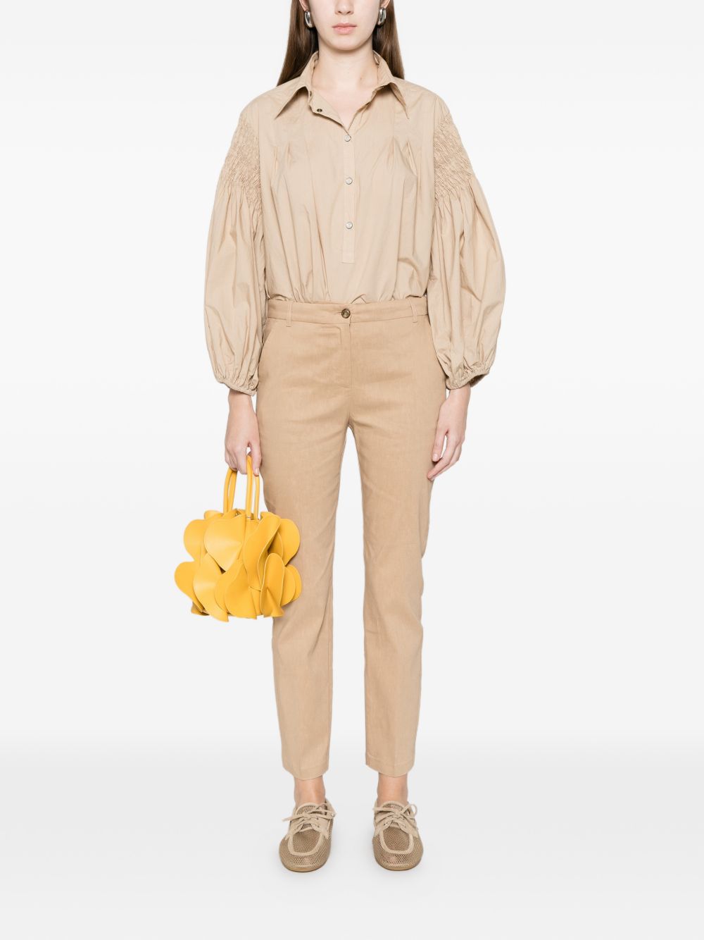 PINKO Camicia beige Bouquet con chiusura a bottoni 