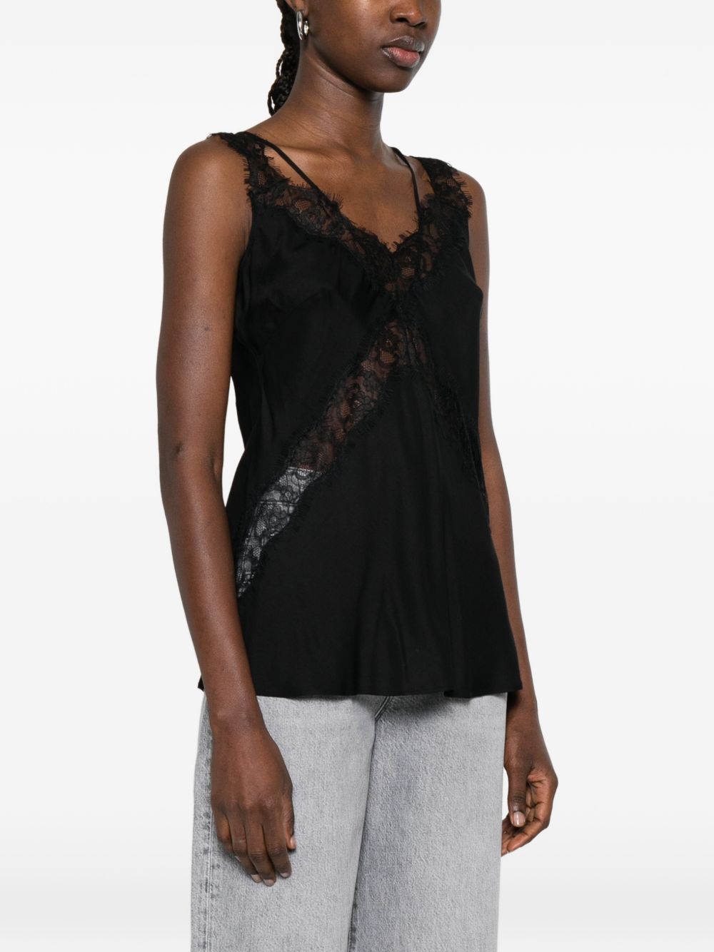 PINKO Top Lydia nero con pizzo 