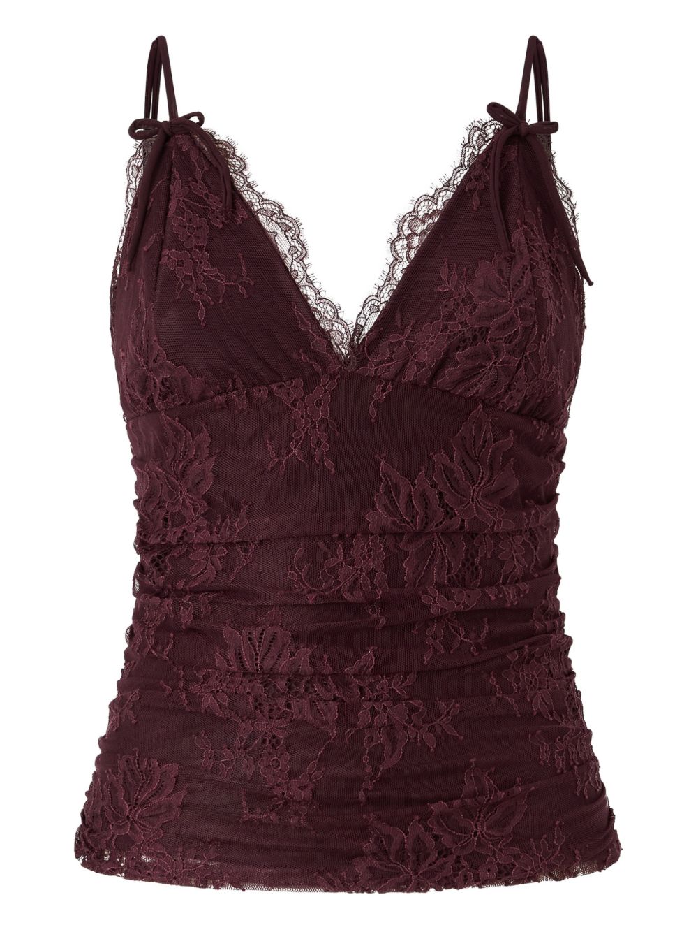 PINKO Top bordeaux in pizzo floreale 