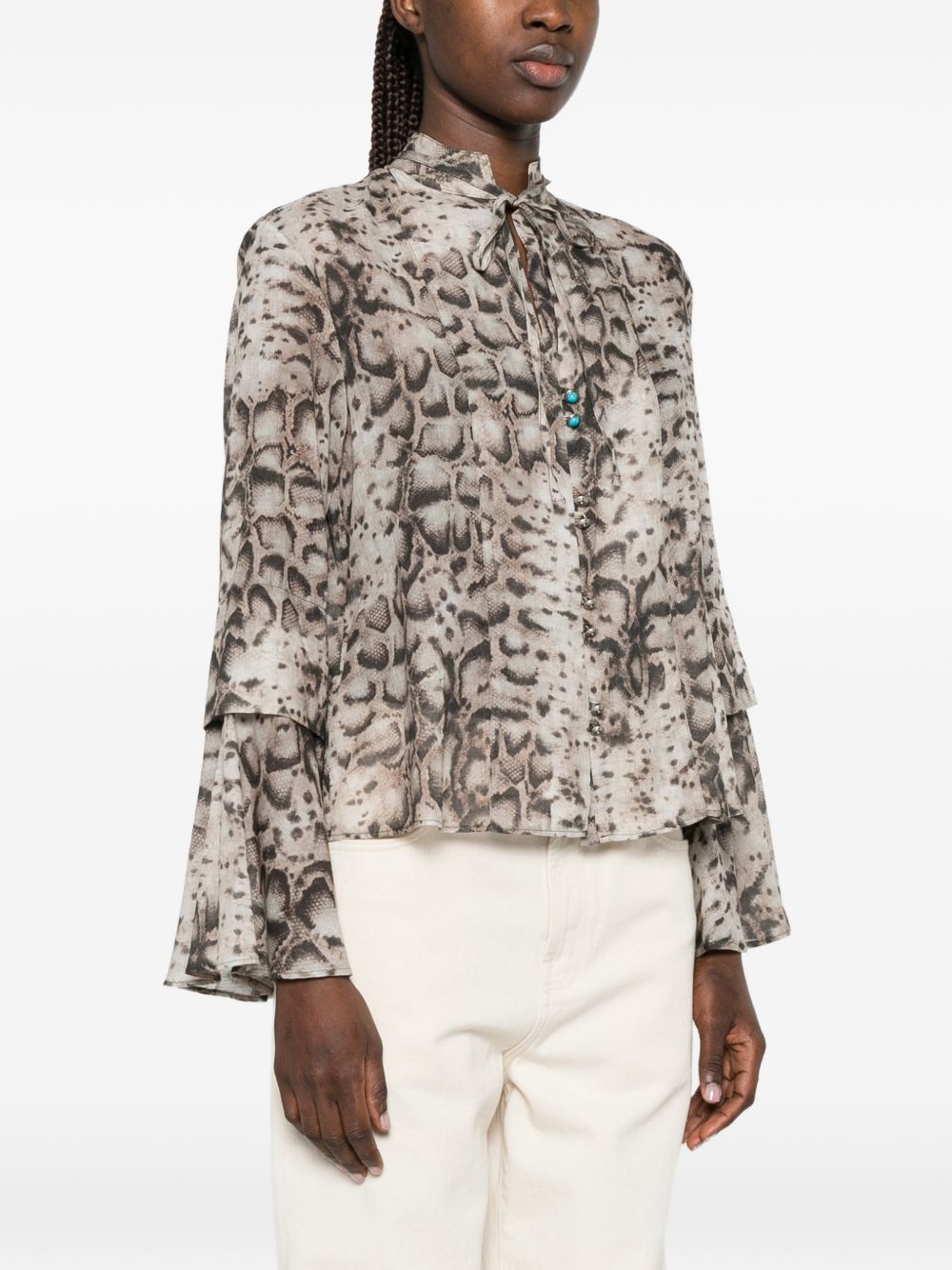 PINKO Blusa Caracalla in cotone con stampa animalier 