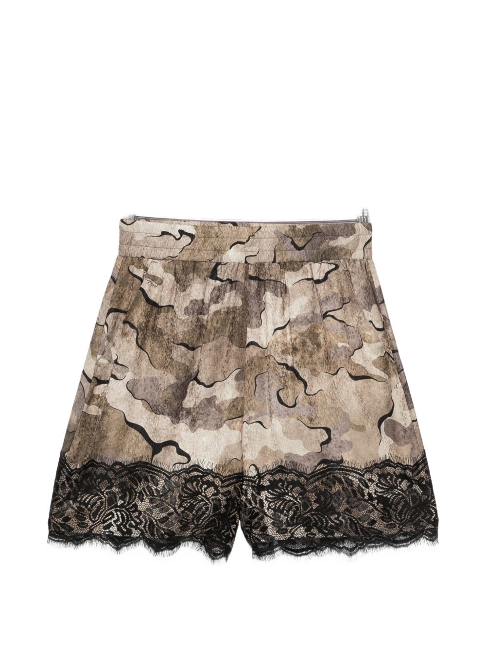 PINKO Shorts Tinozza mimetici con pizzo nero 